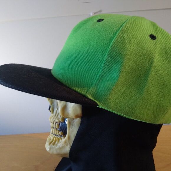 Deadstock Vintage 90s Two Tone Blank Neon Snap Back Hat - Picture 2 of 6